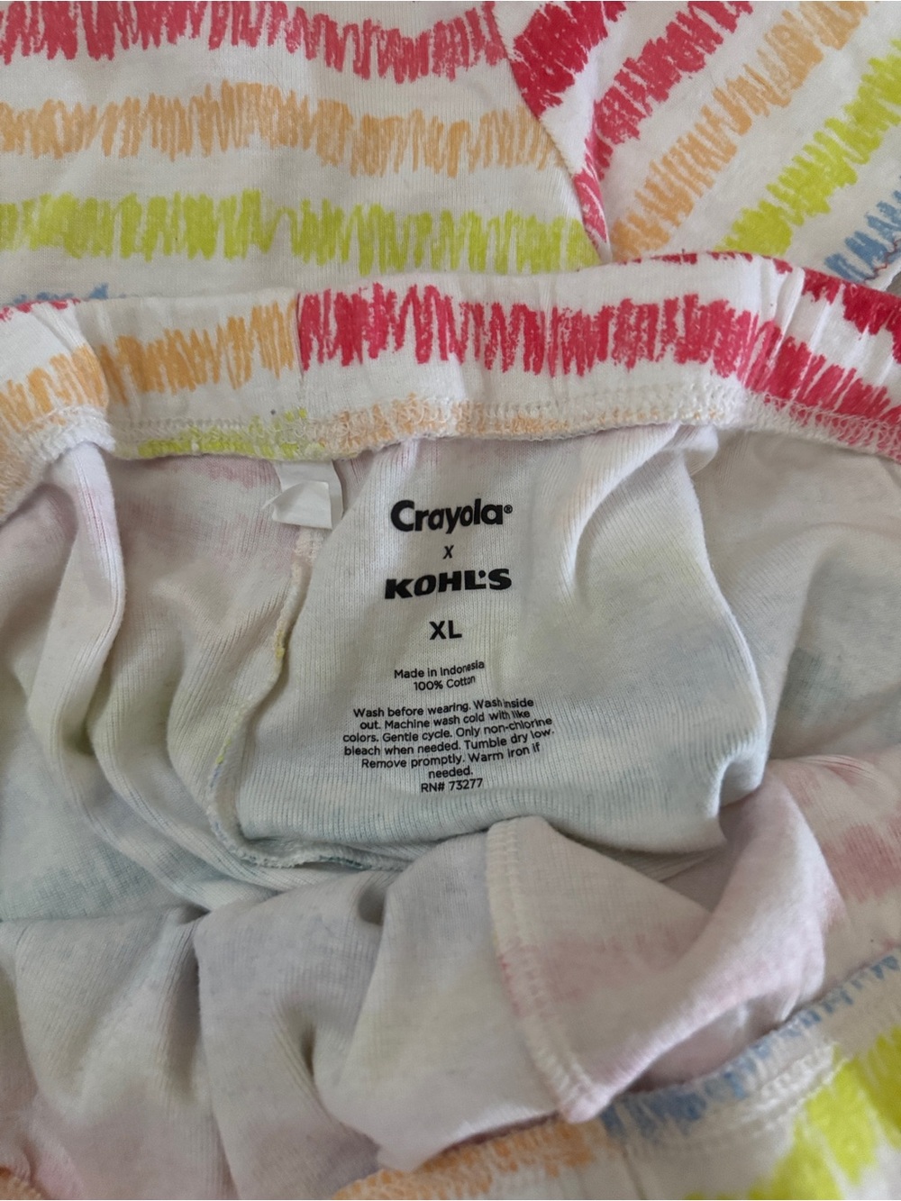 Women’s Crayola Multicolor Stripe Short-Sleeve Pajama Set with Red Trim size XL - Picture 7 of 8